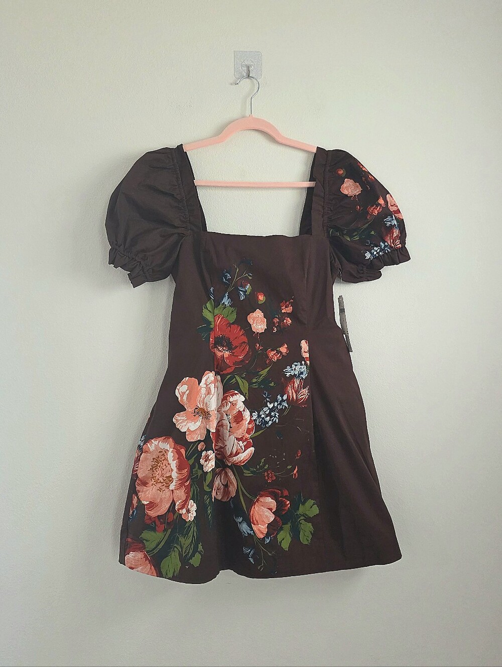 NWT Anthropologie Maeve Puff-Sleeve Square-Neck Floral Mini Dress - Picture 5 of 10